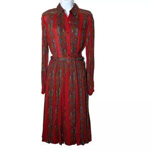 KAUNOTAR made in FINLAND high end dress Sz 10 BELT & BOW 100% VISCOSE A GEM !!